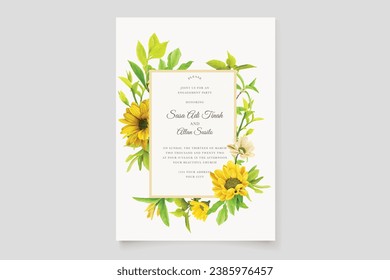 wedding and invitation card with sunflower illustration