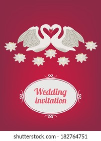 Wedding invitation card with swans 