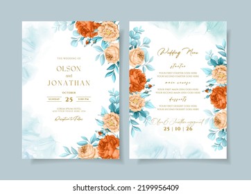 wedding invitation card template with  beautiful floral