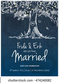 WEDDING INVITATION CARD TEMPLATE. Classic romantic style. Editable vector illustration file.