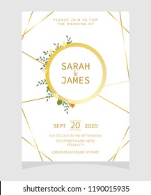 wedding invitation card template with copper color flower floral background. wedding invitation. Save the date. Vector illustration.