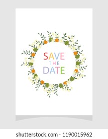 wedding invitation card template with copper color flower floral background. wedding invitation. Save the date. Vector illustration.