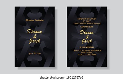 Wedding invitation card template cover design. Geometric pattern vector abstract background design elements.