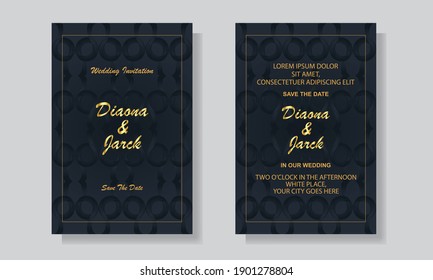 Wedding invitation card template cover design. Geometric pattern vector abstract background design elements.