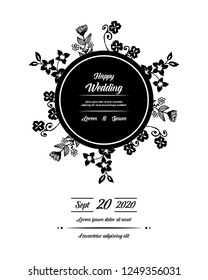 wedding invitation card template decorate with hand drawn floral vector