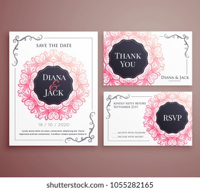 wedding invitation card template design set