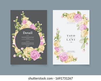 diseño de plantilla de tarjeta de invitación de boda con rosa