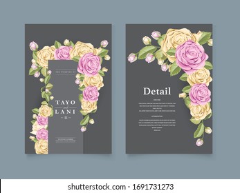 wedding invitation card template design with rose