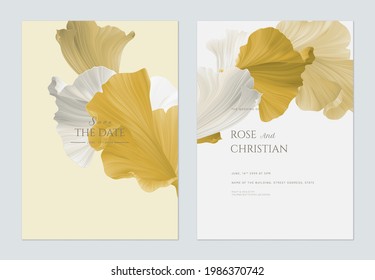 Wedding invitation card template design, abstract shapes in golden theme