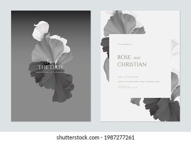 Wedding invitation card template design, abstract shapes in grey theme