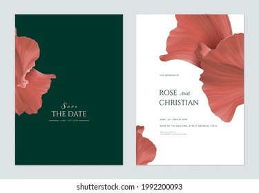 Wedding invitation card template design, abstract shapes in red