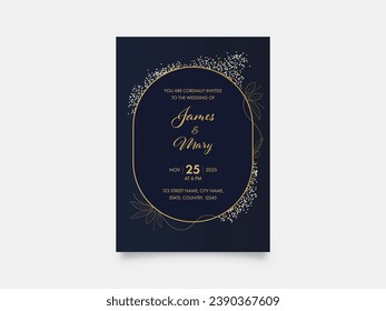 Wedding Invitation Card Template Design with Event Details for Ready to Print.