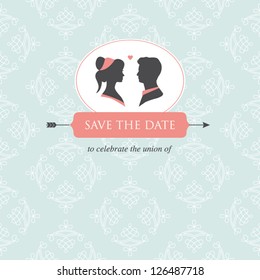 wedding invitation card template editable with wedding couple illustration and wedding background