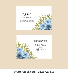 .Hochzeit Einladung Kartenvorlage mit eleganten blauen Blättern Dekoration