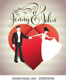 Wedding invitation card template and elements.