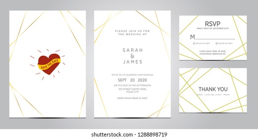 wedding invitation card template. Floral invite thank you, rsvp modern card design. Wedding Invitation card green set. vector illustration