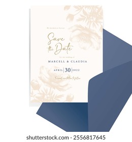 Wedding invitation card template with flower frame