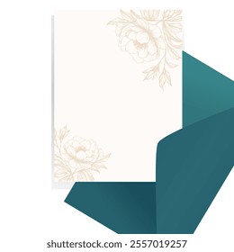 Wedding invitation card template with flower background