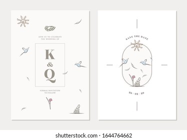  Plantilla de tarjeta de invitación de boda. Gracia - Ilustración de vectores