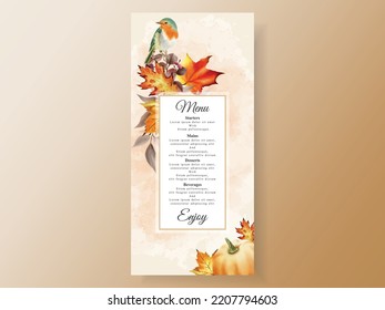 plantilla de tarjeta de invitación de boda con hojas de otoño dibujadas a mano