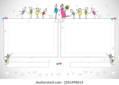 Wedding Invitation Card, Template Layout photo album page illustrations