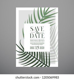 Wedding Invitation Card template, with leaf & floral background