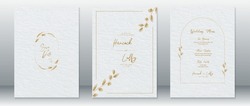 Wedding Invitation Card Template Luxury Design With Gold Frame ,gold Leaf Wreath And Watercolor Texture Background