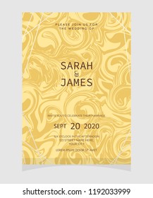 wedding invitation card template with marble texture background. wedding invitation. Save the date. Vector illustration.