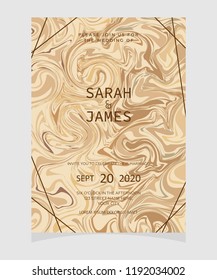 wedding invitation card template with marble texture background. wedding invitation. Save the date. Vector illustration.