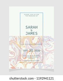 wedding invitation card template with marble texture background. wedding invitation. Save the date. Vector illustration.