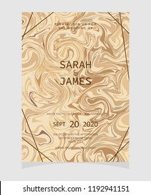 wedding invitation card template with marble texture background. wedding invitation. Save the date. Vector illustration.