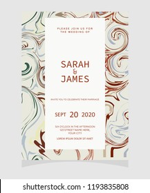 Wedding invitation card template with marble texture background. wedding invitation. Save the date. Vector illustration eps 10.
