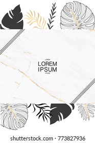 wedding invitation card template with marble 
