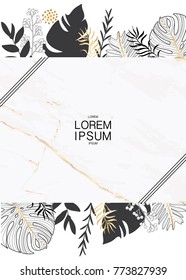 wedding invitation card template with marble 