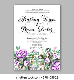 Wedding invitation card Template Pink rose Floral  Printable Gold Bridal Shower Invitation Suite Boho Flower wreath 