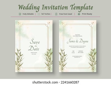 Plantilla de tarjeta de invitación de boda, póster de tarjeta de invitación