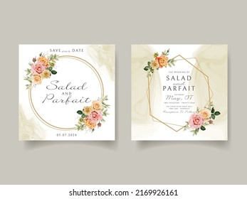 Wedding invitation card template with red roses design