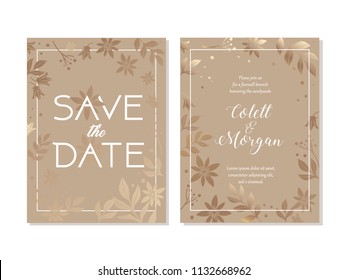 Wedding invitation card template, save the date card template, floral pattern
