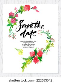 Wedding invitation card template. Save the date. Floral design