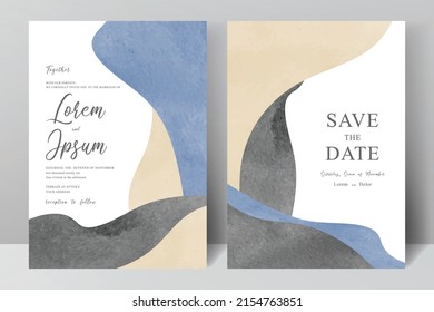 Wedding invitation card template with Set of hand painted abstract
