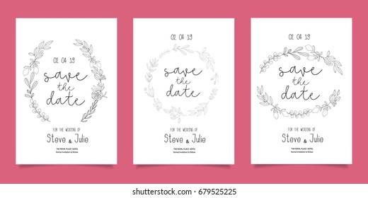 Conjunto de plantillas de tarjeta de invitación de matrimonio