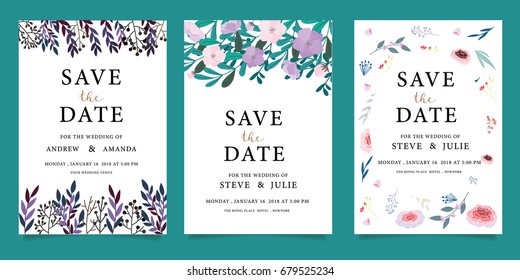 Wedding invitation card template set