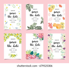 Conjunto de plantillas de tarjeta de invitación de matrimonio