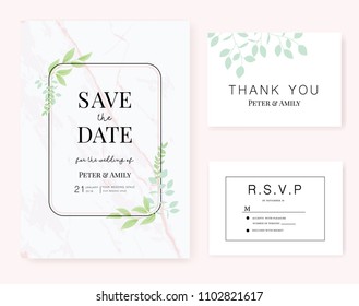 wedding invitation card  template with text and flower , plant , leaf