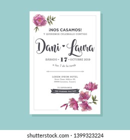 Wedding invitation card template with text