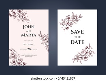 wedding invitation card template with text. Adapt to covers design, RSVP, brochure, Packaging, Magazine, Poster and Greeting cards. eps10