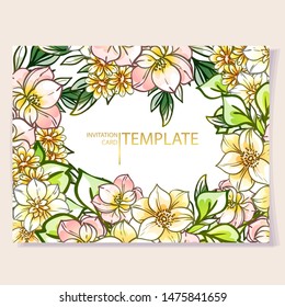 Wedding invitation card template with text
