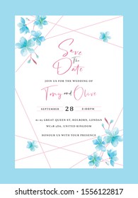 Wedding invitation Card template with text. Engagement Invitation. RSVP Design. Water color Floral Design.