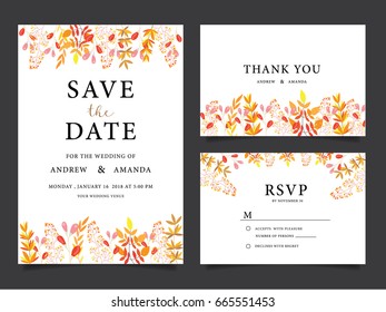 wedding invitation card template with text
