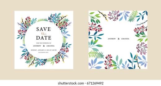 wedding invitation card template with text and flower